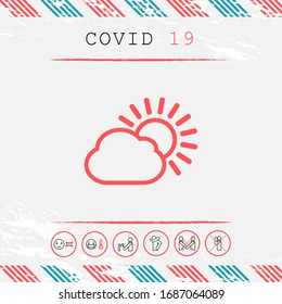 Sun cloud line icon. Graphic elements for your design