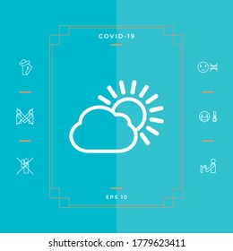 Sun cloud line icon. Graphic elements for your design