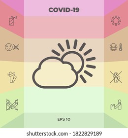 Sun cloud line icon. Graphic elements for your design