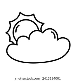 Sun and cloud line icon. vector illustration.