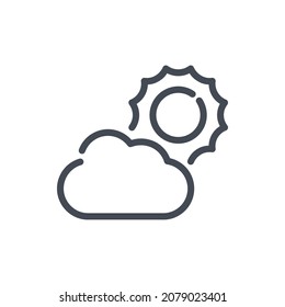 Sun and cloud line icon. Weather and Climate vector outline sign.
