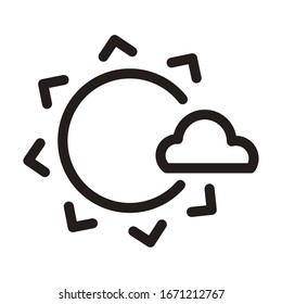 sun with cloud, line style icon vector illustration design