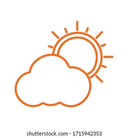 Sun and cloud line style icon design, summer nature tropical season holiday sunny weather and energy theme Vector illustration