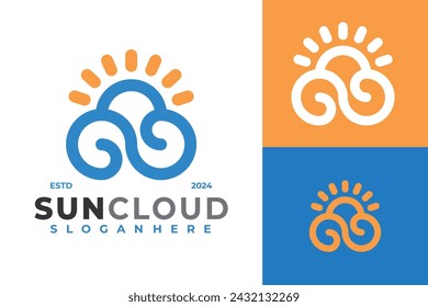 Sun Cloud Logo design vector symbol icon illustration