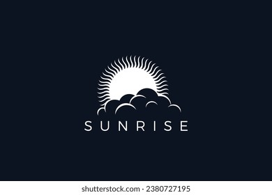 Sun Cloud Logo Vintage Design Vector. Sunshine Badge Logotype concept.