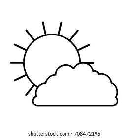 sun and cloud monochrome silhouette vector illustration