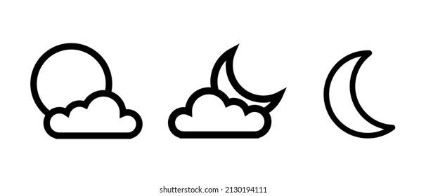 sun, cloud, moon line icon depicting the weather