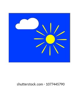 Sun with Cloud on blue background, Weather Icon, vector illustration, Paper Cut Design
