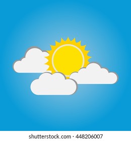 sun and cloud on blue background