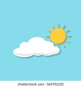 Sun with Cloud on blue background. Vector for website, background, design, banner.