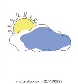 Sonne und Wolke eine Linie Kunst. Minimalistisches schwarzes lineares Design einzeln auf weißem Hintergrund. Vektorgrafik 