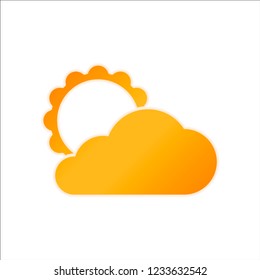 sun and cloud. Orange sign with low light on white background