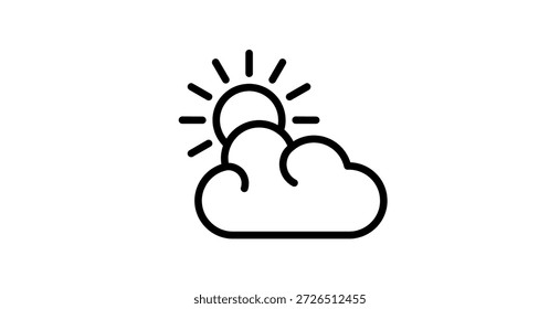 Sun With Cloud Outline Representing Weather Forecast And Climate Symbol