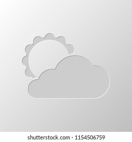 sun and cloud. Paper design. Cutted symbol. Pitted style