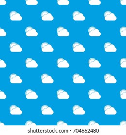 Sun and cloud pattern repeat seamless in blue color for any design. Vector geometric illustration