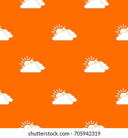 Sun and cloud pattern repeat seamless in orange color for any design. Vector geometric illustration