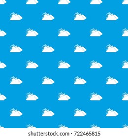 Sun and cloud pattern repeat seamless in blue color for any design. Vector geometric illustration