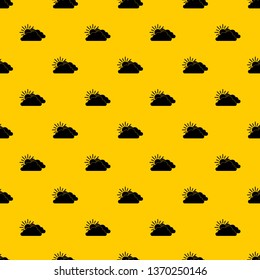 Sun and cloud pattern seamless vector repeat geometric yellow for any design