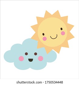 Sun and cloud Pattern, Yellow sunshine white Background, Hello Sunshine, Good morning sunshine Wallpaper Love Cards Vector Stock Vector Illustration.