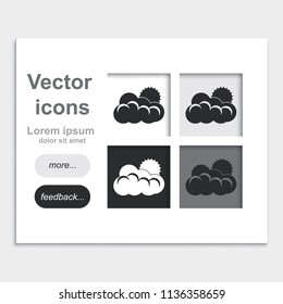 Sun and cloud placed on web page template flat vector icon. Weather illustration.