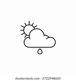 vetor de sinal de ícone de chuva na nuvem do sol