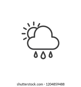 Sun cloud rain outline icon. linear style sign for mobile concept and web design. Rain season weather simple line vector icon. Symbol, logo illustration. Pixel perfect vector graphics