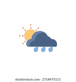 Ícone de vetor de chuva e nuvem solar. Estilo plano do ícone do tempo. uso perfeito para logotipo, apresentação, site e muito mais.