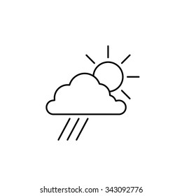 Sun with cloud and rain weather forecast ecology and environment vector icon and infographic blue on white background