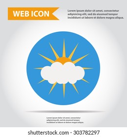 Sun with cloud and rain, weather icon, synoptic, vector.