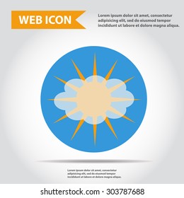 Sun with cloud and rain, weather icon, synoptic, vector.