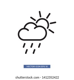 sun and cloud rainy icon vector illustration 