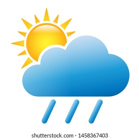 Sun and cloud rainy weather colorful icon