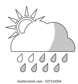 sun and cloud with rainydrops weather icon over white background.  vector illustration