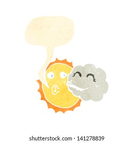 sun and cloud retro cartoon