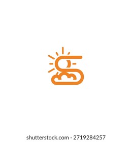 Sol con la idea del logotipo de la letra S de la nube.