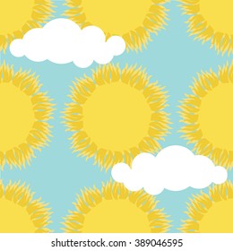Sun and cloud - seamless pattern