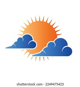 Sun with cloud simple flat design