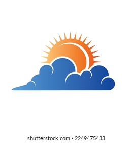 Sun with cloud simple flat design