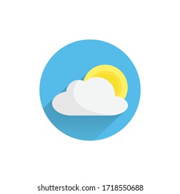 sun and cloud, sunny day colorful flat icon with long shadow. weather forecast flat icon