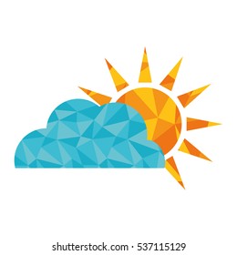 sun and cloud sunny weather icon over white background. abstract and  colorful design. vector illustration