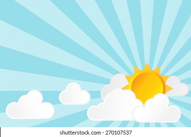 sun cloud with sun's ray in the sky