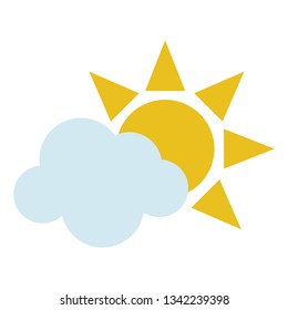 Sun and cloud symbol isolated