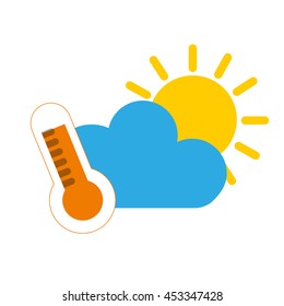 sun, cloud and thermometer icon vector illustration