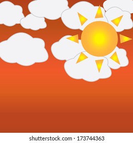 Sun with cloud vector 