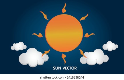 Sun and cloud vector with background 