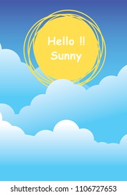 The sun and cloud vector background for decoration.