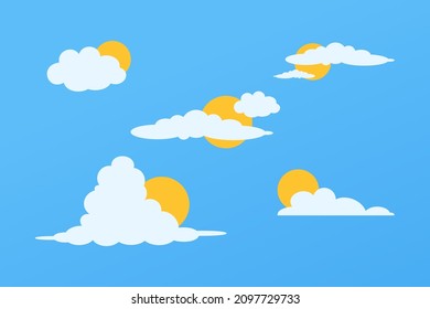 Sun and cloud vector. cloud covered sun