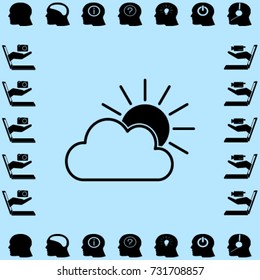 Sun and the cloud vector icon