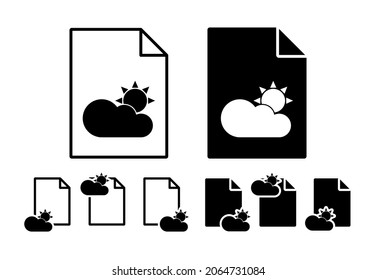 Sun and cloud vector icon in file set illustration for ui and ux, website or mobile application
