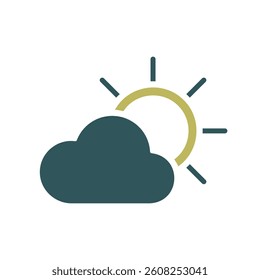 Sun and cloud vector icon. Meteorology sign. Graph symbol for travel, tourism and weather web site and apps design, logo, app, UI